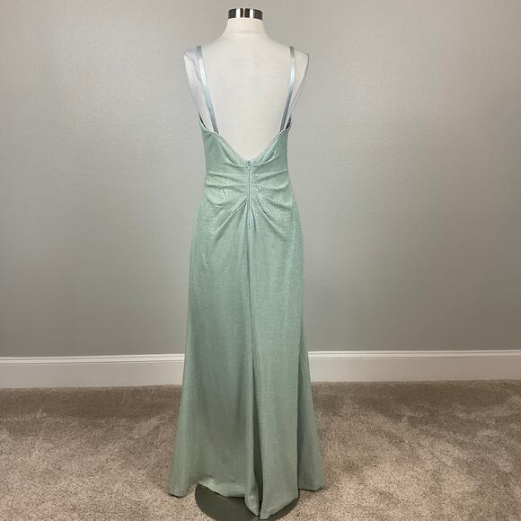 Eliza J Women's Formal Dress Size 16 Green Sequined Backless Long Evening Gown - Picture 6 of 13